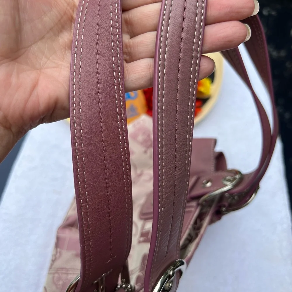 Coach Signature All Over Carriage Leather Satchel -Light Purple Y2K - Picture 12 of 13